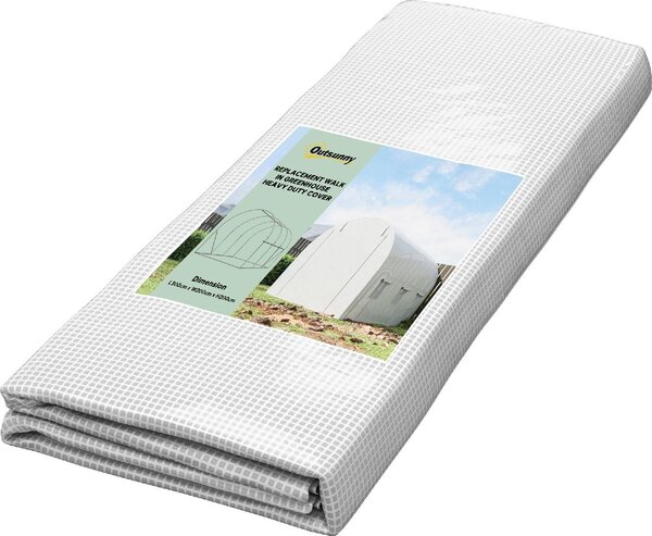 VivaGarden Telo Serra in PE con 6 Finestre, Porta Avvolgibile e Bordi Interrati 3x2x2 m colore Bianco - WTZ536