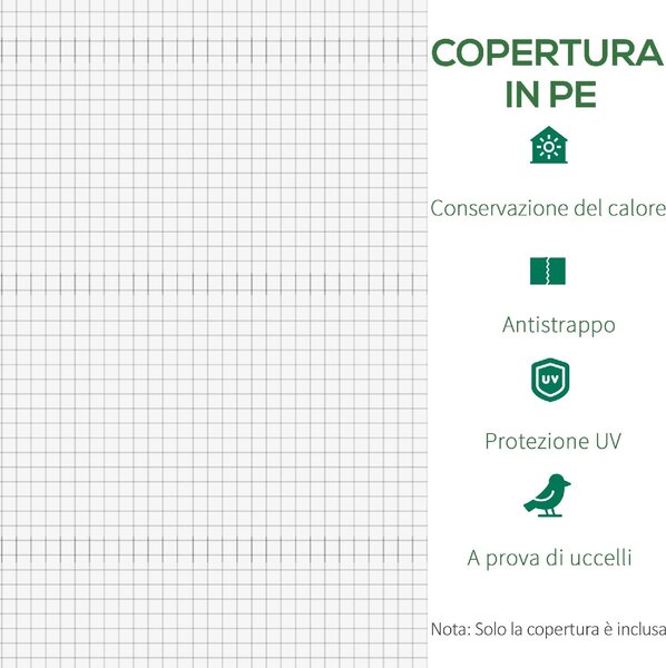 VivaGarden Telo Serra in PE con 6 Finestre, Porta Avvolgibile e Bordi Interrati 3x2x2 m colore Bianco - WTZ536