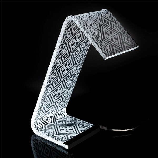 Lampada da Tavolo a Led Media DECORO ETHNIC 13,5x24x34h cm 0,25 w - 24 Volt C-LED in Plexi con decoro inciso al laser
