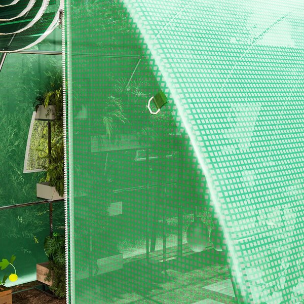VivaGarden Telo Serra in PE con 8 Finestre, Porta Avvolgibile e Bordi Interrati 4x3x2 m colore Verde - GNZ539