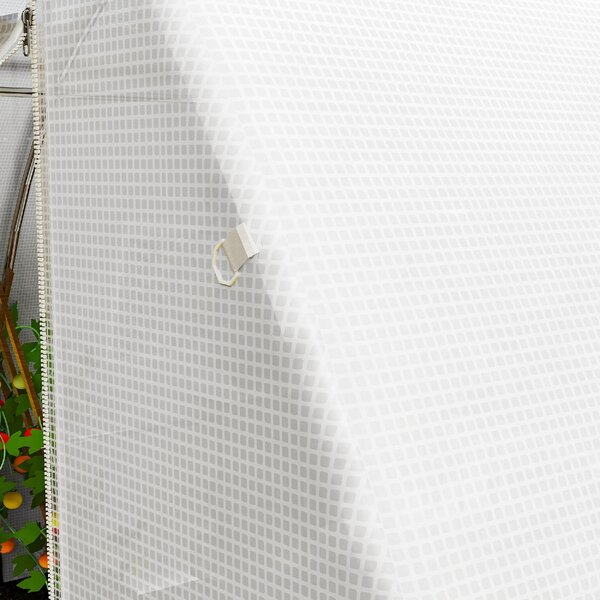 VivaGarden Telo Serra in PE con 8 Finestre, Porta Avvolgibile e Bordi Interrati 4x3x2 m colore Bianco - WTZ538