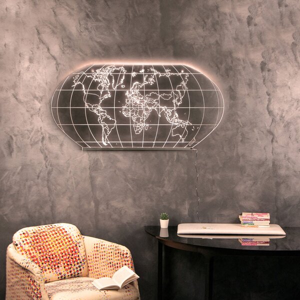 Lampada da Muro Luce fredda Wall World Large Realizzata in cristallo acrilico- light cold dimensioni 200x10xH100 cm, spessore 10 mm luce fredda