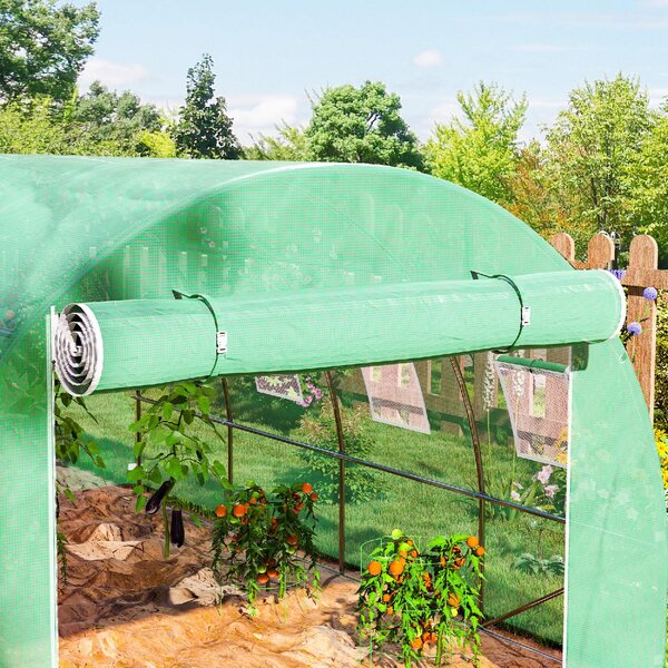 VivaGarden Telo Serra in PE con 8 Finestre, Porta Avvolgibile e Bordi Interrati 4x3x2 m colore Verde - GNZ539