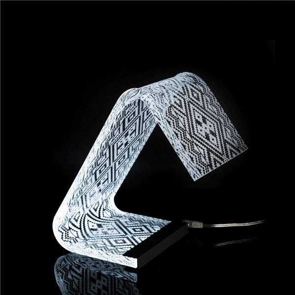 Abat-Jour Lampada da tavolo in cristallo acrilico tagliato al laser C-LED ETHNIC 11x17xh19 cm - 1,9 W-24 V struttura in Plexi