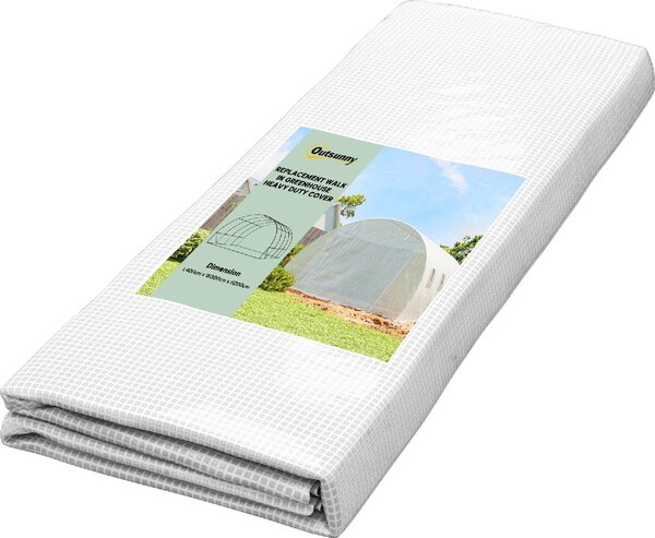 VivaGarden Telo Serra in PE con 8 Finestre, Porta Avvolgibile e Bordi Interrati 4x3x2 m colore Bianco - WTZ538
