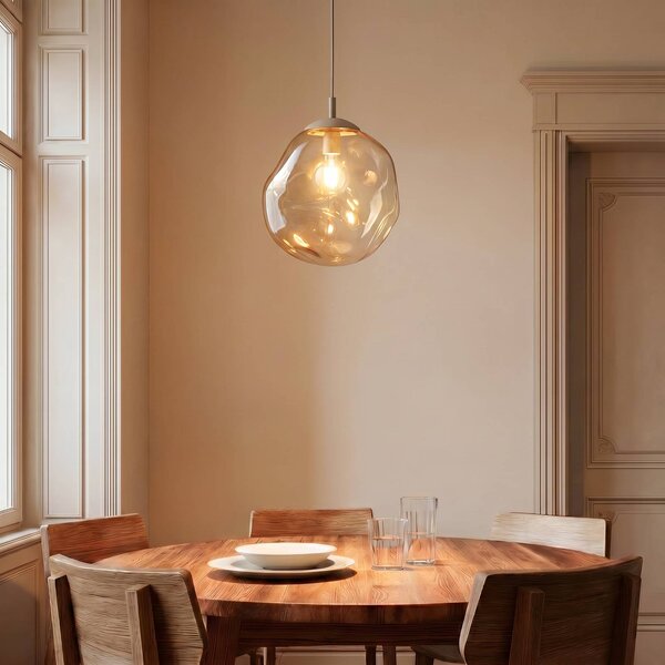 Lampada a sospensione Lava TK Lighting, dimmerabile, Crema / Ambra, Soggiorno / Sala da pranzo, Vetro, Moderno, Lampada a sospensione