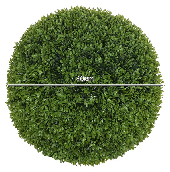 HOMCOM Set di 2 Piante Finte Sfera di Bosso Ø50cm, Piante Artificiali Decorative da Interno ed Esterno, Verde | Aosom Italy