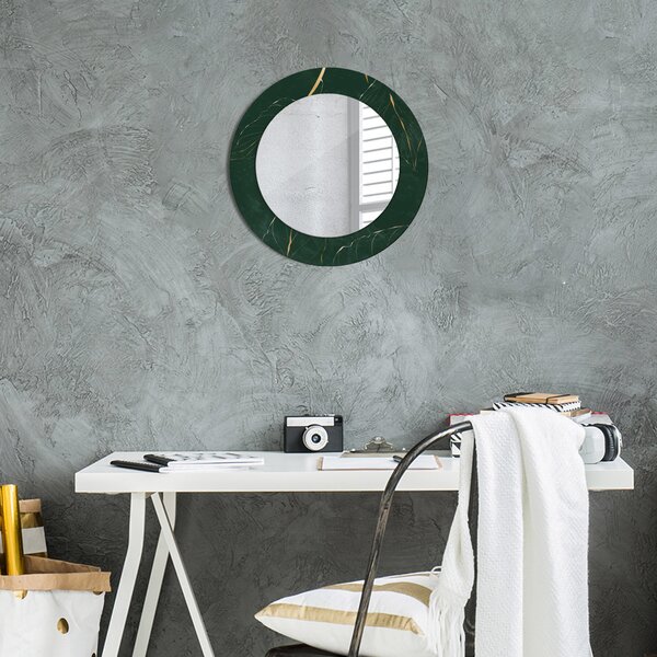 Specchio rotondo stampato Delicate foglie dorate fi 50 cm