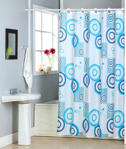 NBrand Tenda da Doccia Vasca da Bagno cm 180x200 con Anelli colore Bianco con Fantasia - 5095 K