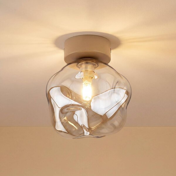 Plafoniera soffitto Lava TK Lighting, dimmerabile, Crema / Ambra, Soggiorno / Sala da pranzo, Vetro, Moderno, Plafoniera