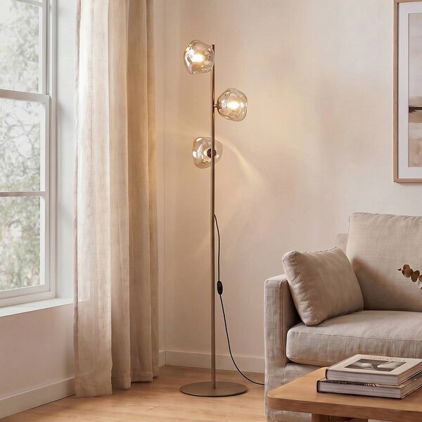 Lampada da terra Lava TK Lighting, Crema / Ambra, Soggiorno / Sala da pranzo, Vetro, Moderno, Lampada da terra