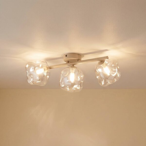 Plafoniera soffitto Lava TK Lighting, dimmerabile, Crema / Ambra, Soggiorno / Sala da pranzo, Vetro, Moderno, Plafoniera