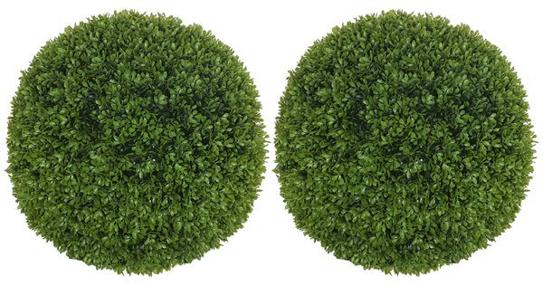 HOMCOM Set di 2 Piante Finte Sfera di Bosso Ø50cm, Piante Artificiali Decorative da Interno ed Esterno, Verde | Aosom Italy