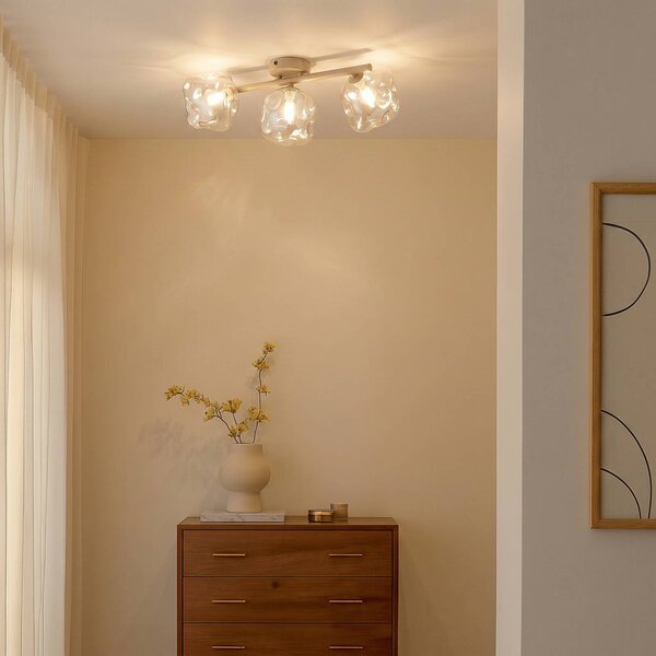 Plafoniera soffitto Lava TK Lighting, dimmerabile, Crema / Ambra, Soggiorno / Sala da pranzo, Vetro, Moderno, Plafoniera