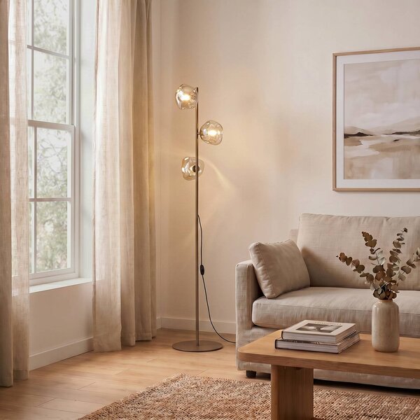 Lampada da terra Lava TK Lighting, Crema / Ambra, Soggiorno / Sala da pranzo, Vetro, Moderno, Lampada da terra