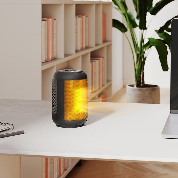 HOMCOM Stufa Elettrica a 3 Modalità, Riscaldatore Elettrico e Regolabile con Timer 24h, in PP e PA Ignifugo, 14x14x21.5 cm, Nero | Aosom Italy