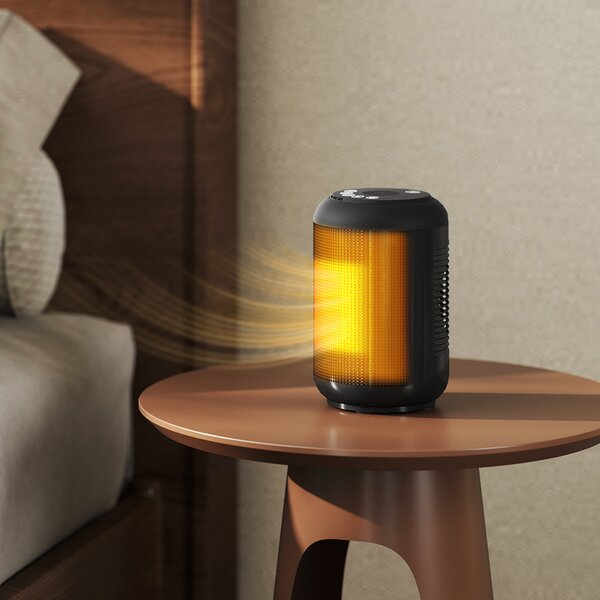 HOMCOM Stufa Elettrica a 3 Modalità, Riscaldatore Elettrico e Regolabile con Timer 24h, in PP e PA Ignifugo, 14x14x21.5 cm, Nero | Aosom Italy