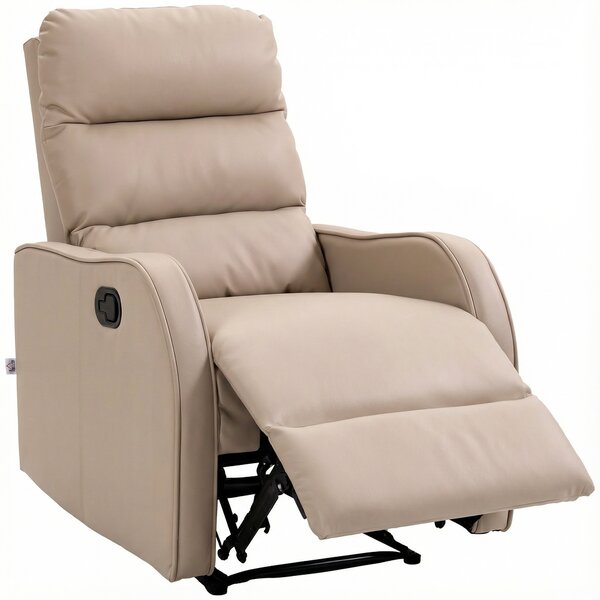 HOMCOM Poltrona Relax Manuale con Poggiapiedi e Reclinazione fino a 160°, Sedia in PU, 65x89x100cm, Marrone Chiaro | Aosom Italy