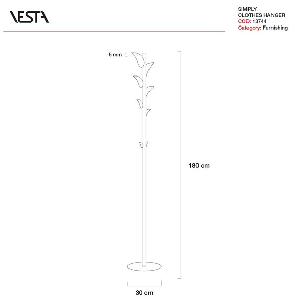 Appendiabiti in plexi Classico Stile LIBERTY con struttura in acciaio cm 42x42x180h cm Tortora