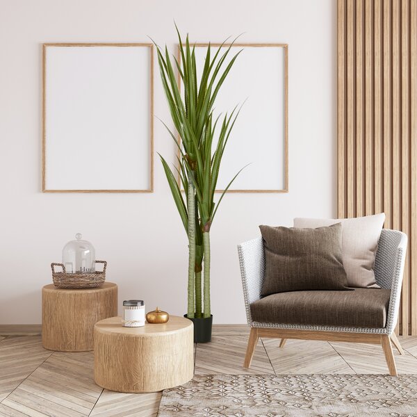 HOMCOM Pianta Artificiale di Yucca da 190 cm con 39 Foglie in Vaso Contenitore di PEVA e Cemento | Aosom Italy