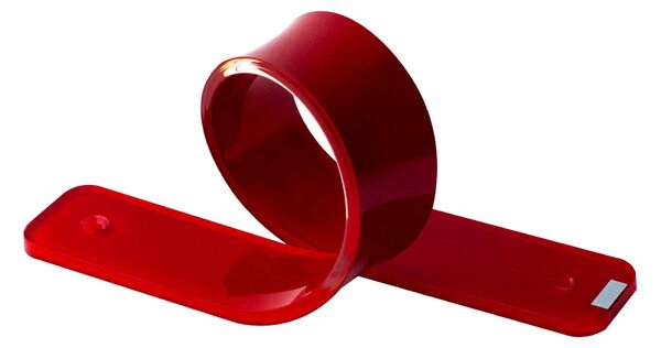 Appendino, Appendiabiti da parte in Plexiglas Undici 2 Dimensioni 8x9xh 21,5cm con pomello in ottone cromato colore rosso