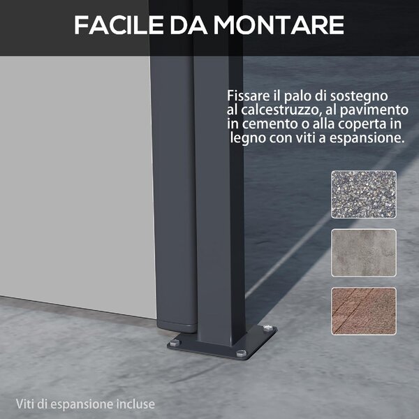 DecHome Tenda Laterale Retrattile 400x160 cm con Maniglia in Metallo Alluminio e Poliestere colore Grigio Chiaro - U5520LG