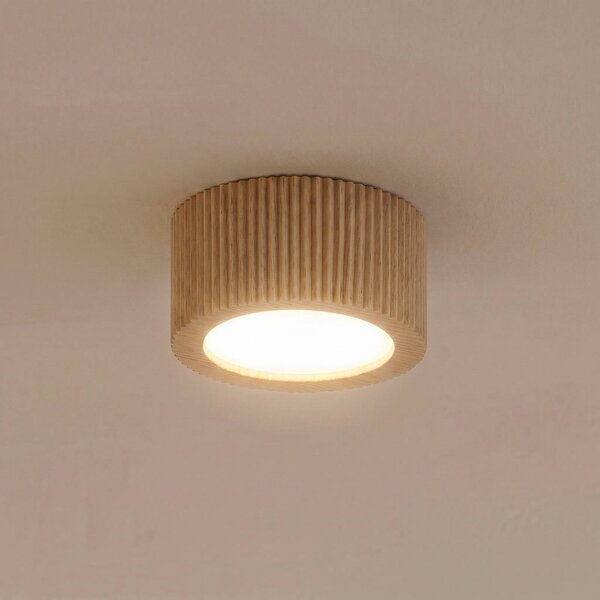 Faretto da soffitto Eve, altezza 4,5 cm, GX53, legno Eve TK Lighting, dimmerabile, Legno chiaro, Soggiorno / Sala da pranzo, Legno, Moderno, Downlight