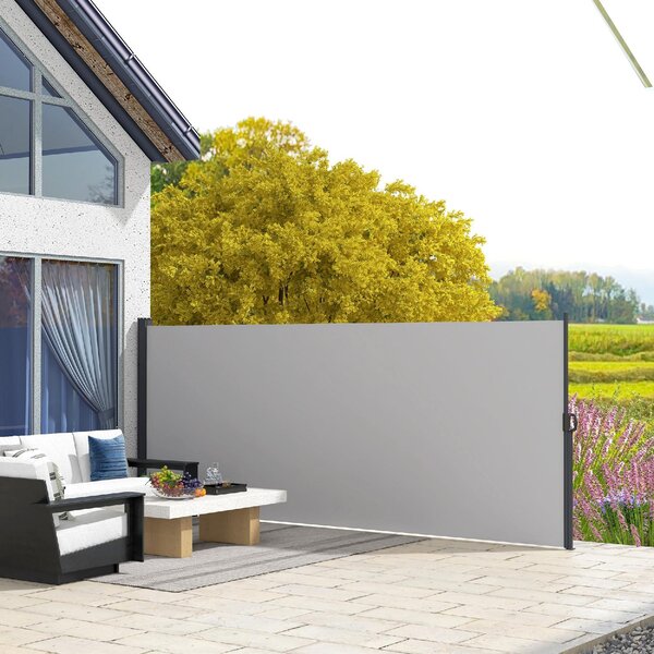 DecHome Tenda Laterale Retrattile 400x160 cm con Maniglia in Metallo Alluminio e Poliestere colore Grigio Chiaro - U5520LG