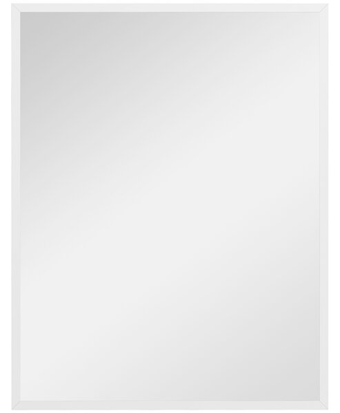 HOMCOM Specchio Bagno Parete Rettangolare con Ganci, Specchio da Camera in Vetro e MDF, 70x90 cm, Bianco | Aosom Italy