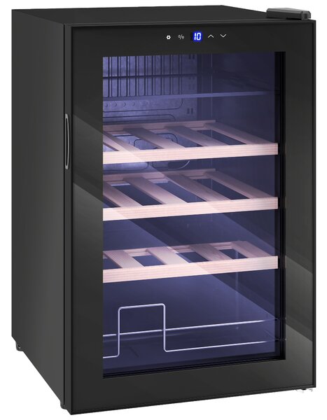 HOMCOM Cantinetta Frigo per Vino da 53L con Ripiani Regolabili per 12 Bottiglie e 25 Lattine, 43x45x64 cm, Nero | Aosom Italy