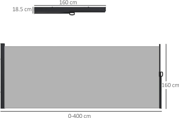 DecHome Tenda Laterale Retrattile 400x160 cm con Maniglia in Metallo Alluminio e Poliestere colore Grigio Chiaro - U5520LG