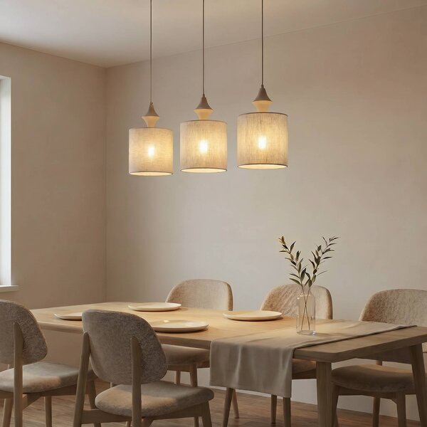 Lampada a sospensione Amura TK Lighting, dimmerabile, Crema / Ambra, Soggiorno / Sala da pranzo, Tessuto / Stoffa / Seta, Moderno, Lampada a sospensione