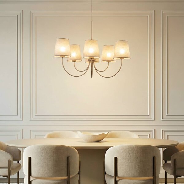 Lampadario a soffitto Candi TK Lighting, dimmerabile, Crema / Ambra, Soggiorno / Sala da pranzo, Tessuto / Stoffa / Seta, Moderno, Lampadario