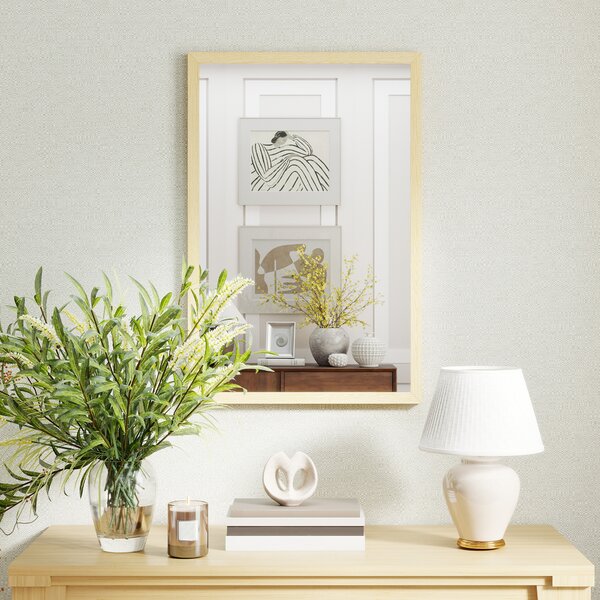HOMCOM Specchio da Parete Rettangolare con Ganci, Specchio a Muro in Vetro e MDF, 40x60 cm, Color Legno | Aosom Italy