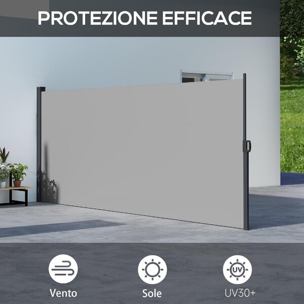DecHome Tenda Laterale Retrattile 400x160 cm con Maniglia in Metallo Alluminio e Poliestere colore Grigio Chiaro - U5520LG