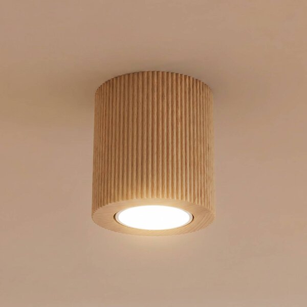 Faretto da soffitto Eve, altezza 8,5 cm, attacco GU10, legno Eve TK Lighting, dimmerabile, Legno chiaro, Soggiorno / Sala da pranzo, Legno, Moderno, Downlight