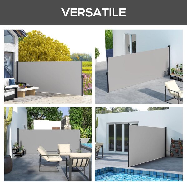DecHome Tenda Laterale Retrattile 400x160 cm con Maniglia in Metallo Alluminio e Poliestere colore Grigio Chiaro - U5520LG
