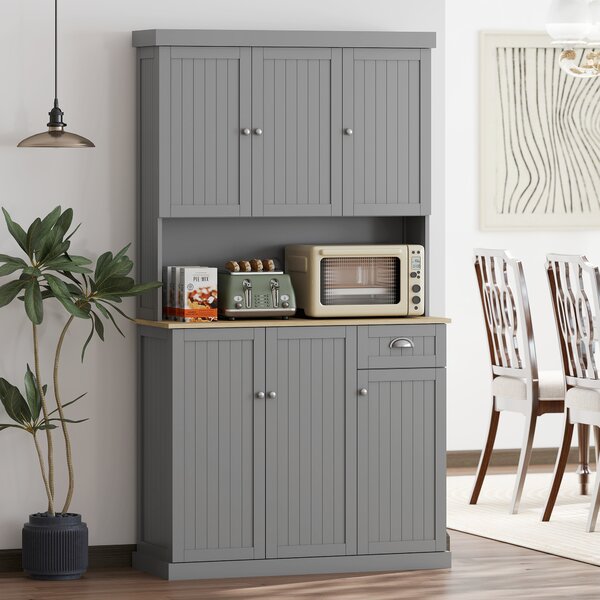 HOMCOM Mobile Cucina Credenza Country con Mensole Regolabili 101x39x180cm Bianco | Aosom Italy