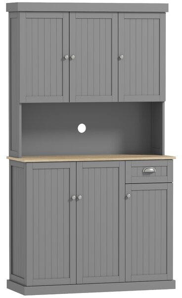 HOMCOM Mobile Cucina Credenza Country con Mensole Regolabili 101x39x180cm Bianco | Aosom Italy