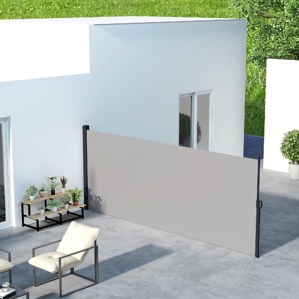 DecHome Tenda Laterale Retrattile 400x180 cm con Maniglia in Metallo Alluminio e Poliestere colore Grigio Chiaro - U5531LG