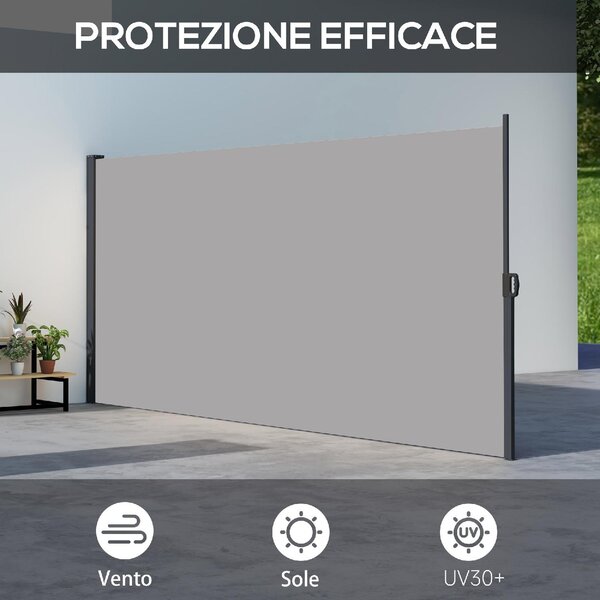 DecHome Tenda Laterale Retrattile 400x180 cm con Maniglia in Metallo Alluminio e Poliestere colore Grigio Chiaro - U5531LG