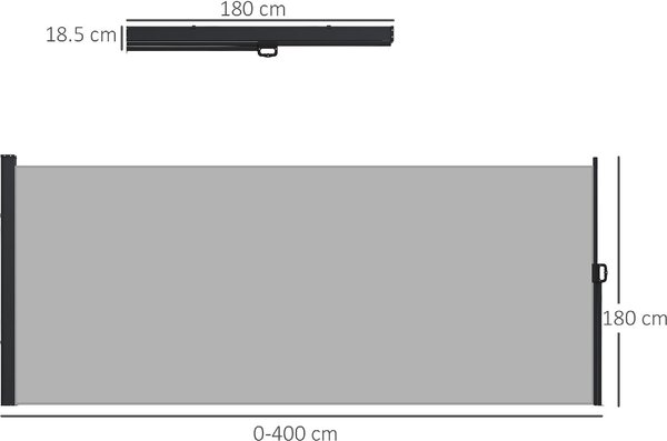 DecHome Tenda Laterale Retrattile 400x180 cm con Maniglia in Metallo Alluminio e Poliestere colore Grigio Chiaro - U5531LG