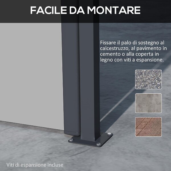 DecHome Tenda Laterale Retrattile 400x180 cm con Maniglia in Metallo Alluminio e Poliestere colore Grigio Chiaro - U5531LG