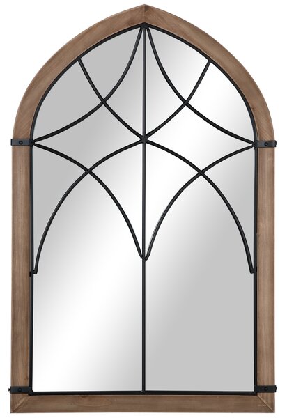 HOMCOM Specchio da Parete ad Arco con Dettagli Moderni e Ganci, in Legno e Vetro, 60x93 cm, Marrone e Nero | Aosom Italy