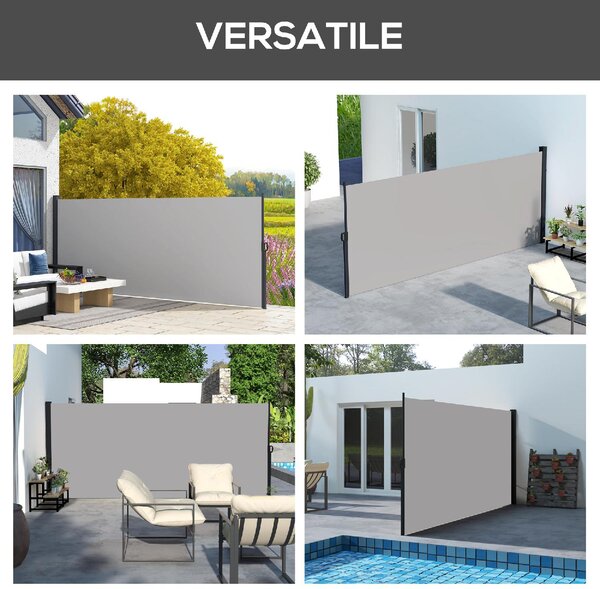 DecHome Tenda Laterale Retrattile 400x180 cm con Maniglia in Metallo Alluminio e Poliestere colore Grigio Chiaro - U5531LG