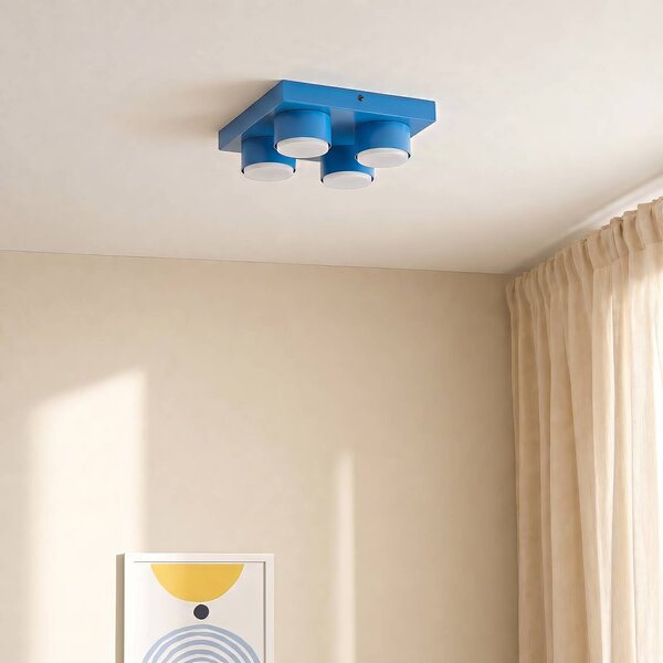 Plafoniera soffitto Brix TK Lighting, dimmerabile, Blu, Soggiorno / Sala da pranzo, Metallo, Moderno, Plafoniera