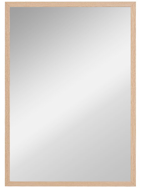 HOMCOM Specchio da Parete Rettangolare con Ganci, Specchio a Muro in Vetro e MDF, 50x70 cm, Color Legno | Aosom Italy