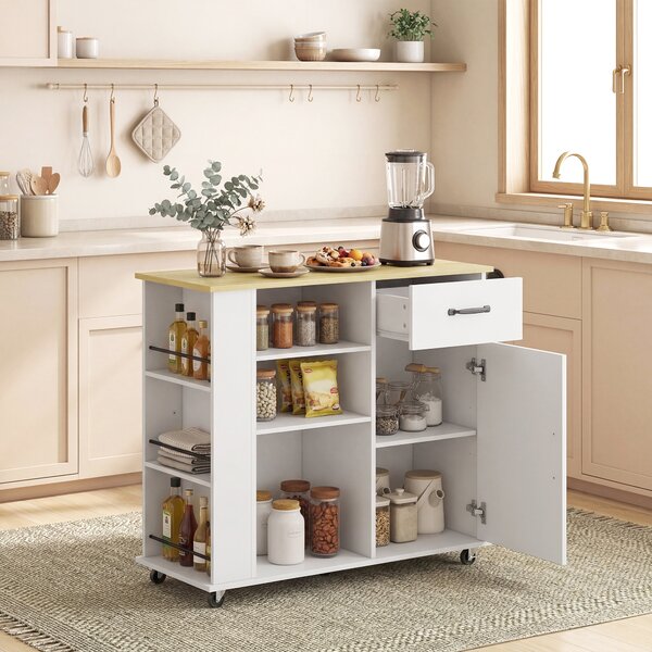 HOMCOM Mobile Cucina con Cassetto, Armadietto e Ripiano Regolabile, Bianco | Aosom Italy