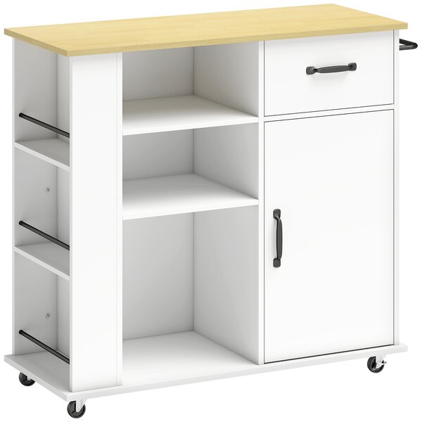 HOMCOM Mobile Cucina con Cassetto, Armadietto e Ripiano Regolabile, Bianco | Aosom Italy
