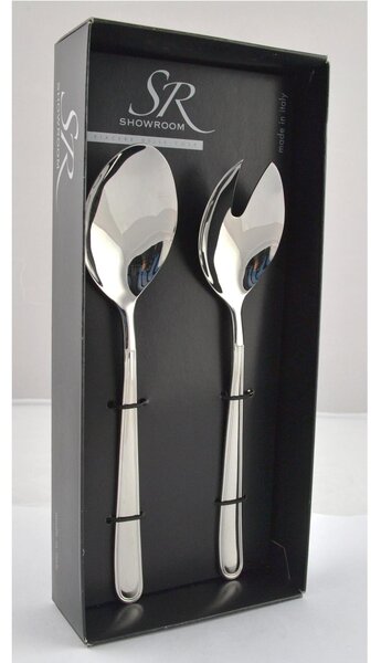 Coppia insalata Medea , in Acciaio inox 18.10 (AISI 304) 26 cm , manici in acciaio in confezione vetrina
